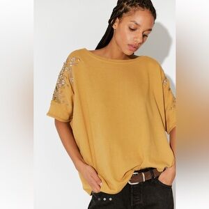 We The Free Sparkle Daze Tee, Amber Gold, size medium NWOT